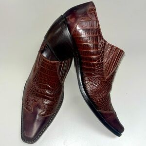 Wassila ladies low booties size 39 preowned in deep brown leather with heels